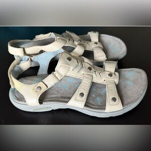 Merrell Adhera Strap Sandals Womens 9 ivory Leather Studded Backstrap Comfort